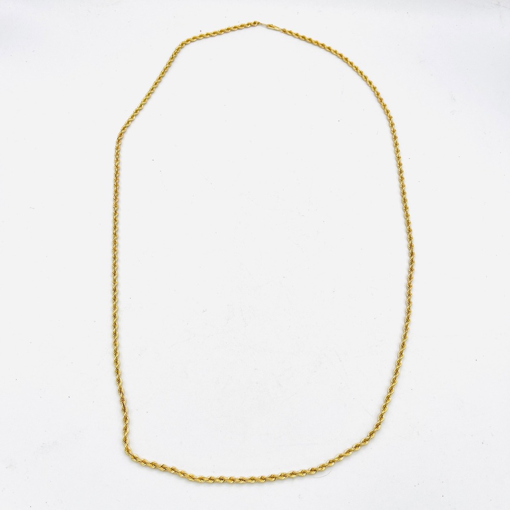 14K Yellow Gold Rope Chain Necklace 29 Inch 3mm 23.21g Twisted Link Clasp